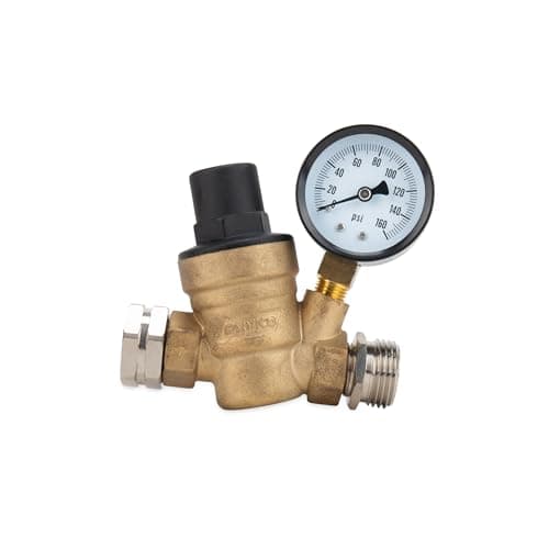 Camco Camco Adjustable RV Water Pressure Regulator, Lead-Free Brass