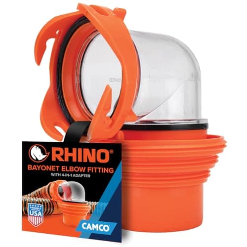 Camco Camco RhinoFLEX Clear Sewer Hose Elbow with 4-in-1 Adapter